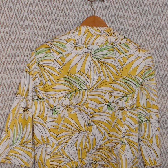 Willi Smith 3/4 Sleeve Jacket Blazer Yellow Floral Print Size M, 10 - Picture 6 of 9